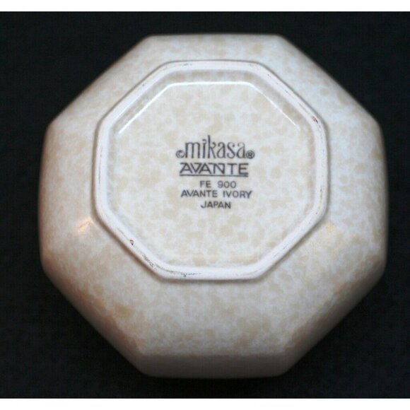 Mikasa Avante Ivory Fe 900 Sugar Bowl w Lid & Creamer Tan Octagon VTG 80s EUC - Picture 4 of 12